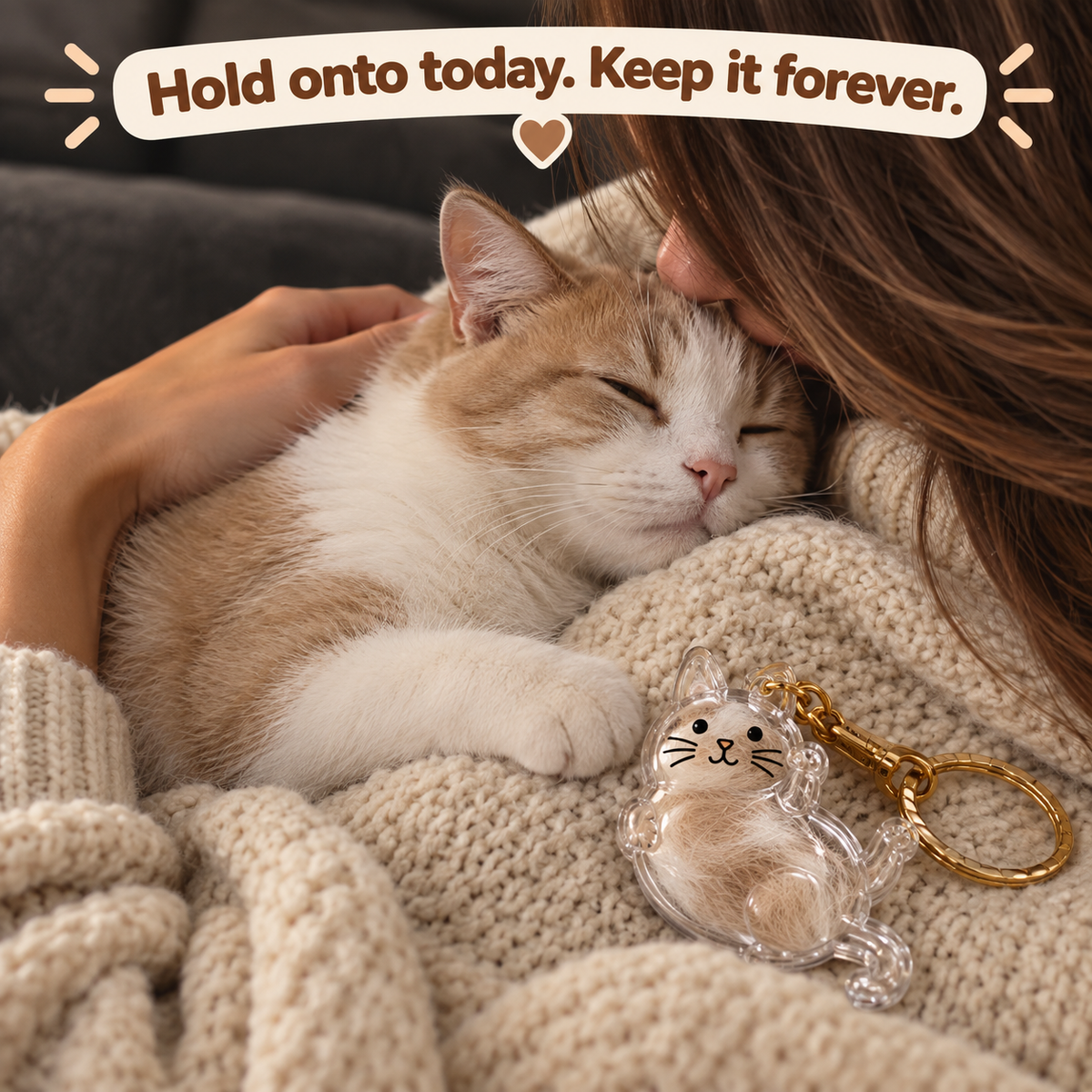 Cat hair keychain
