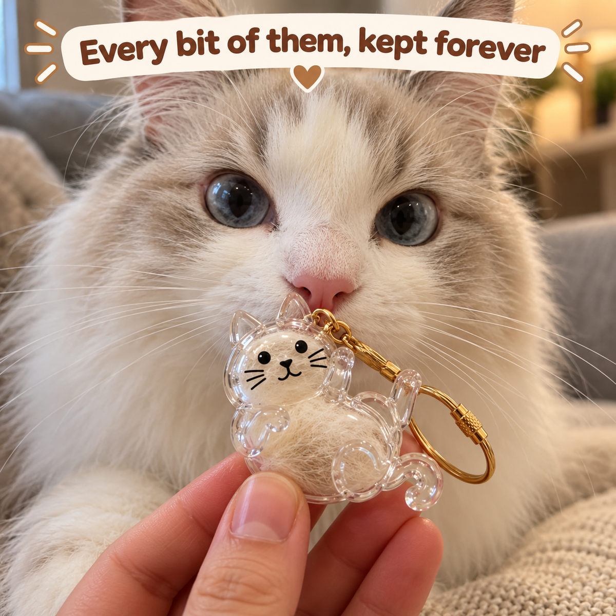 Cat hair keychain